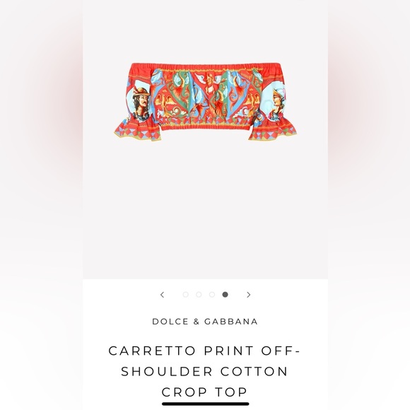 DOLCE & GABBANA CARRETTO PRINT OFF-SHOULDER COTTON CROP TO BRAND NEW TAGS ON - Picture 10 of 11